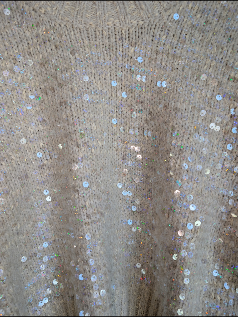 RD Style Ivory Sequin Crewneck Sweater Women's Size L - Picture 8 of 11